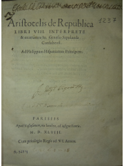 Aristotelis de Republica libri VIII, 1548