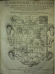 Clementinae, si fvriosvs, de homicidio, relectio, 1560