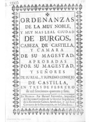 Ordenanzas de la muy noble y muy mas leal ciudad de Burgos, 1747