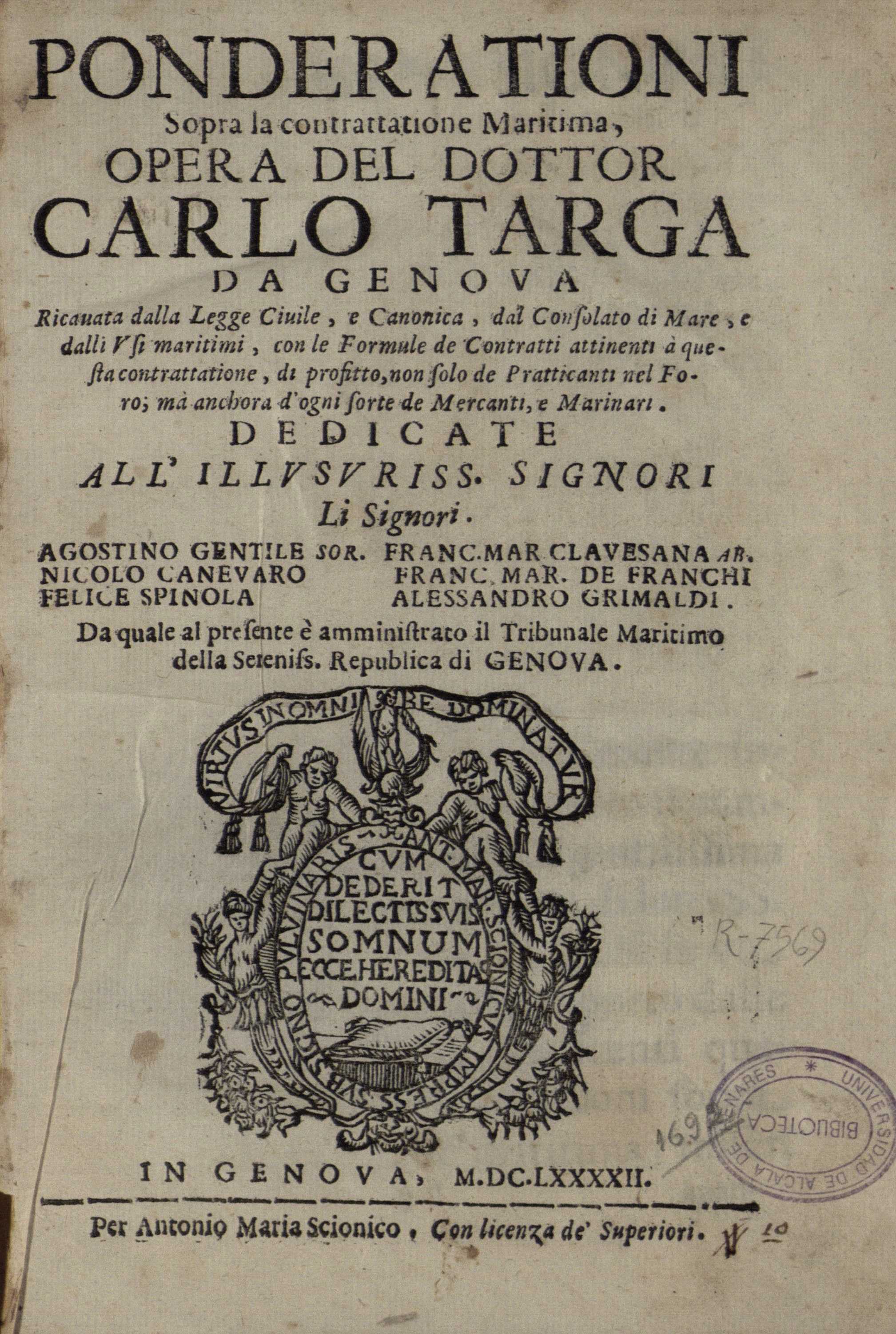 Ponderationi sopra la contrattatione maritima, 1692