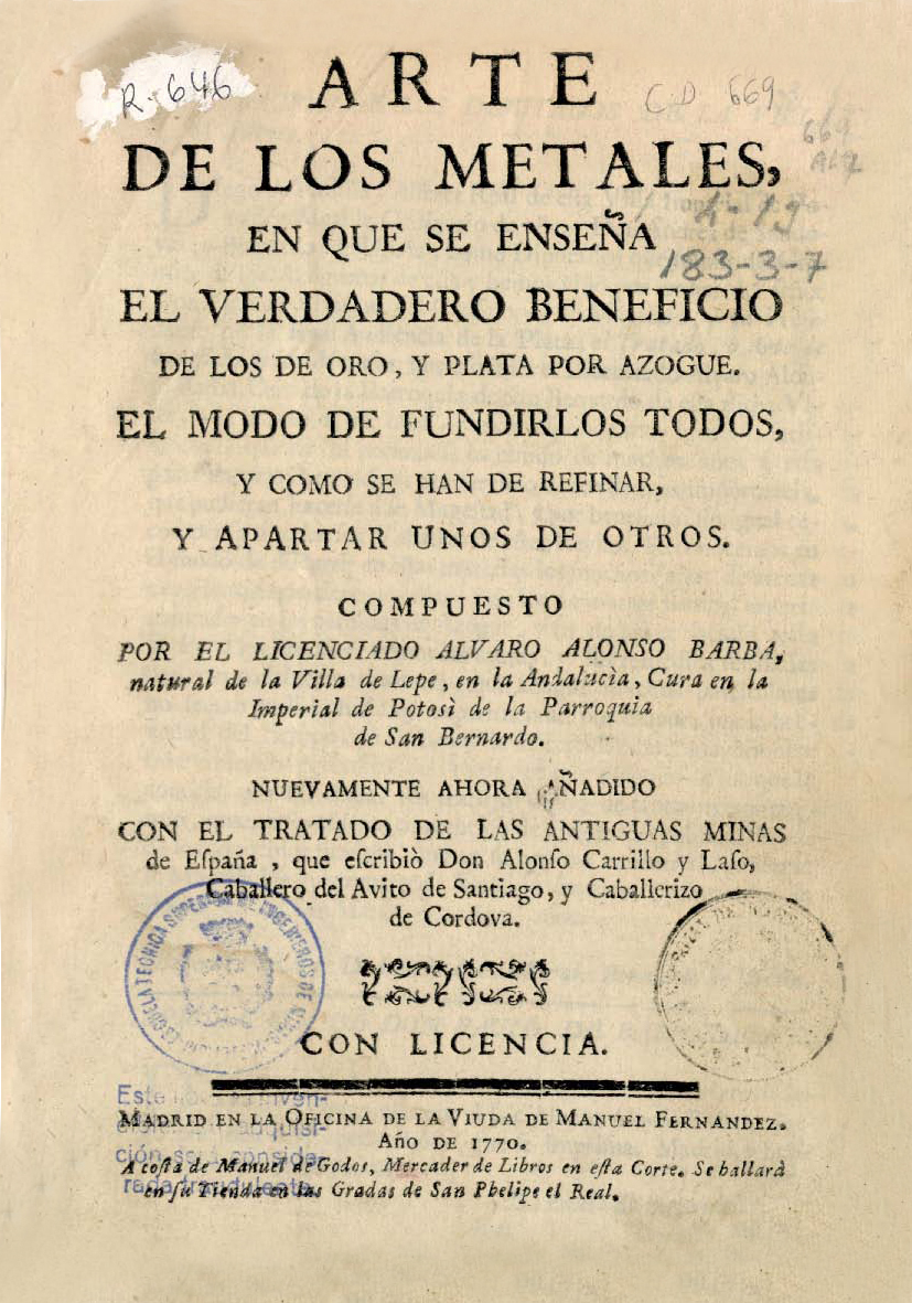 Arte de los metales, 1770