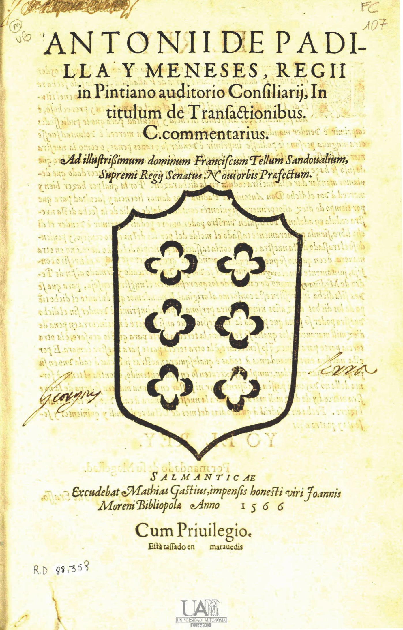 In titulum de Transactionibus C. commentarius ... , 1566