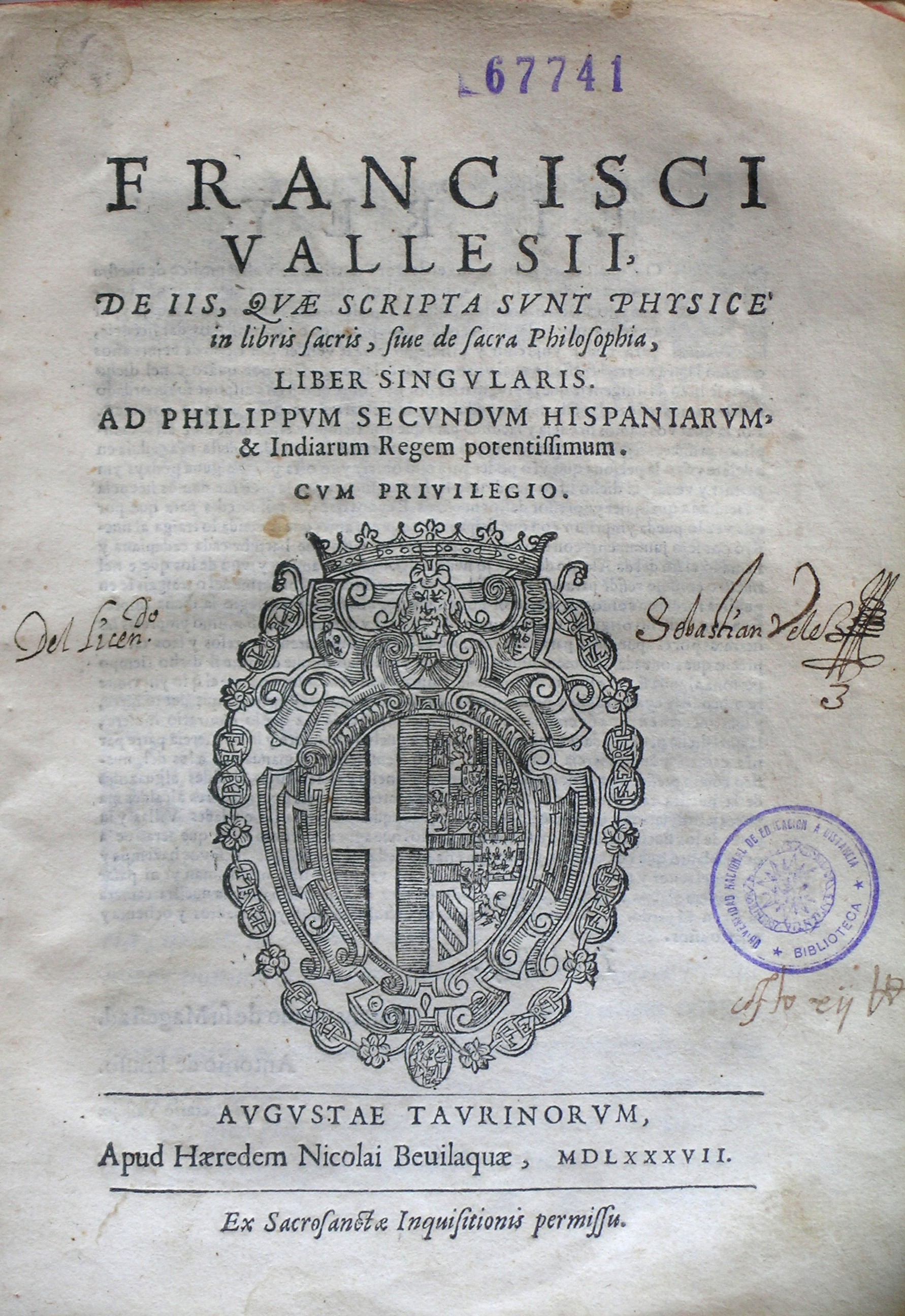 De sacra philosophia liber singularis, 1587