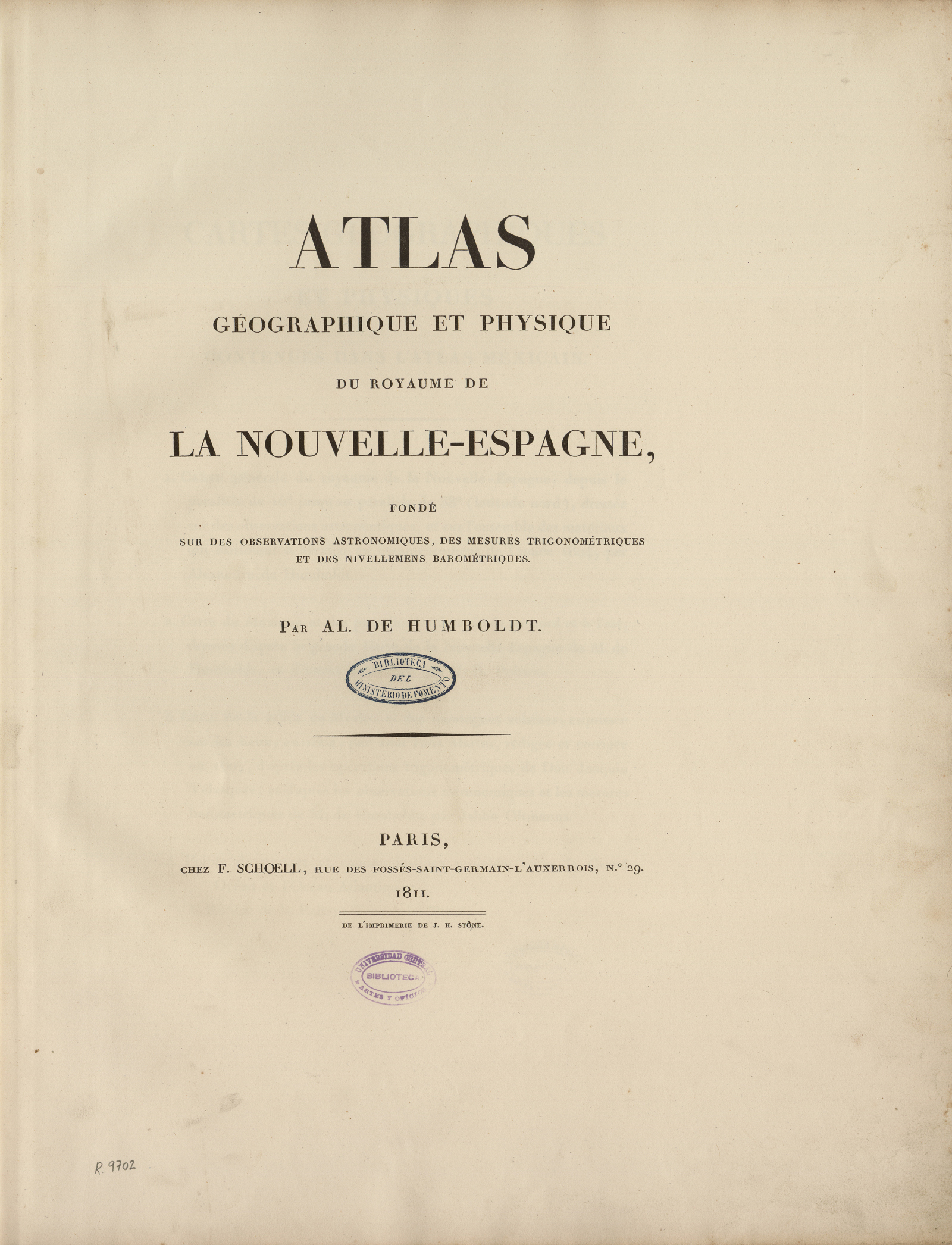 Atlas géographique et physique du royaume de la Nouvelle-Espagne, 1811