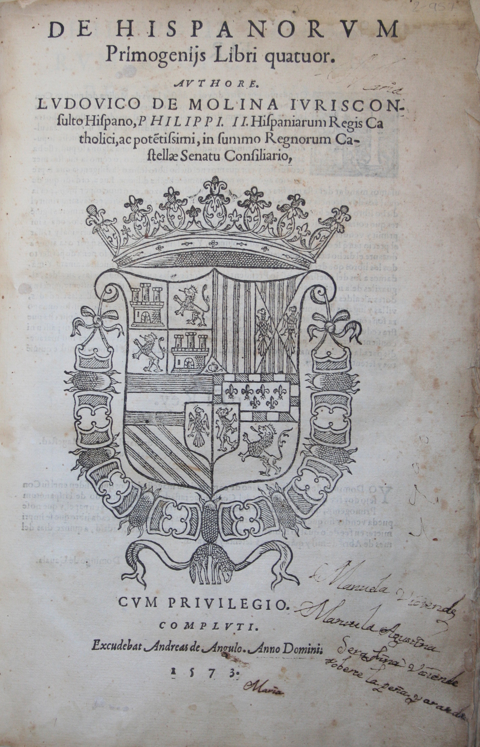 De Hispanorum primogeniis, 1573