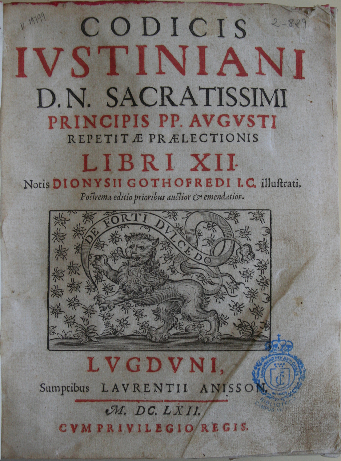 Codicis Iustiniani, 1662