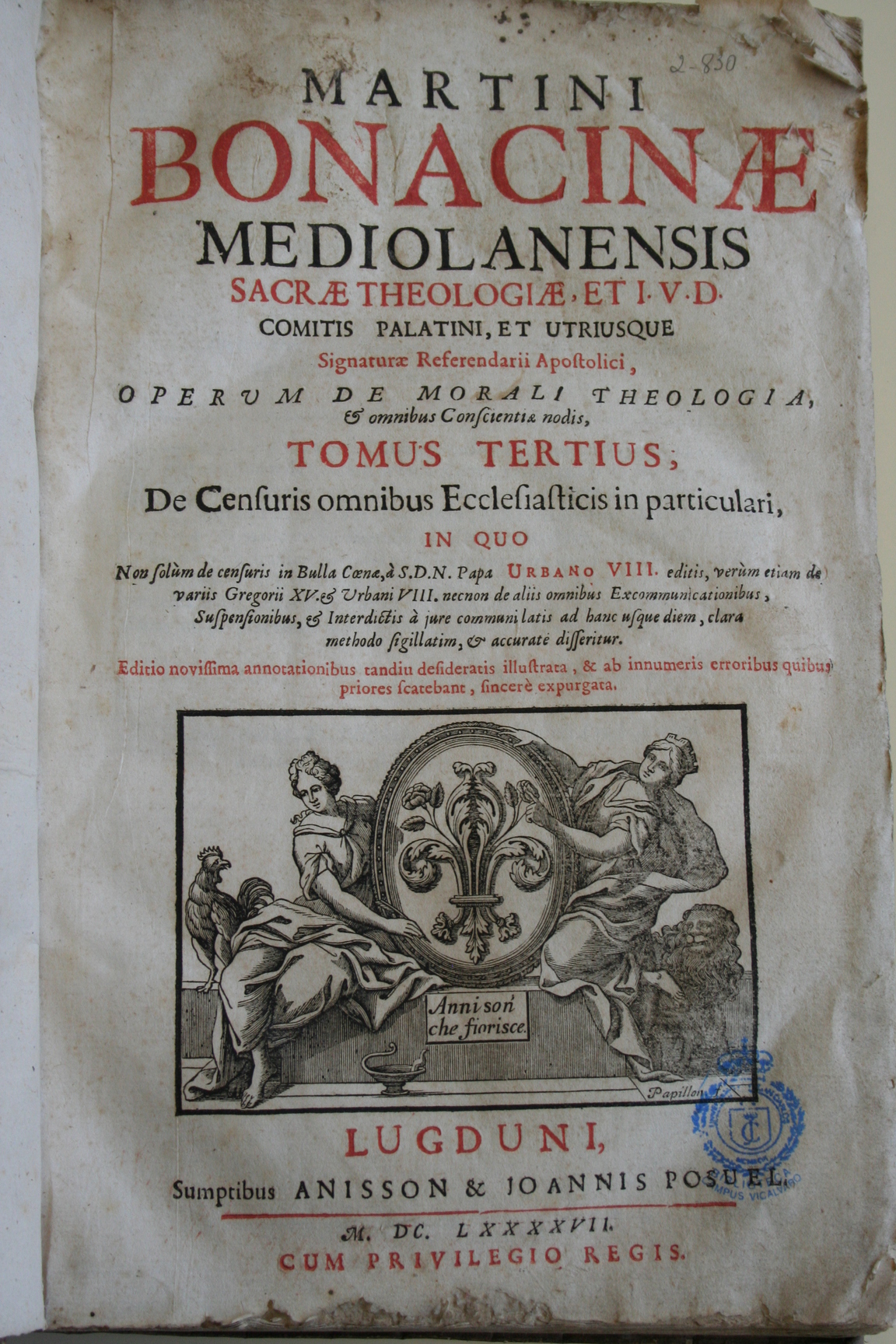 Martini Bonacinae Mediolanensis, 1697