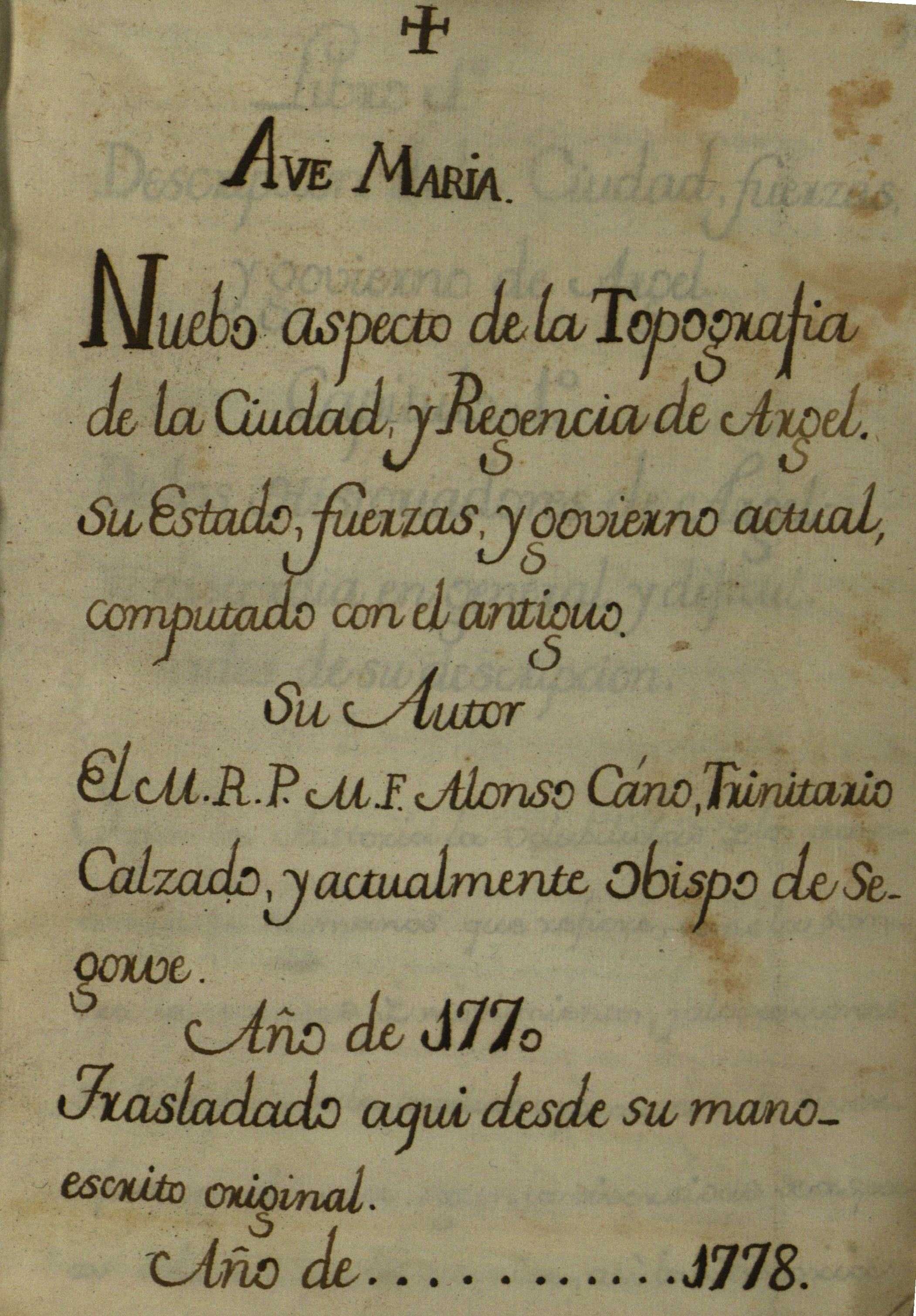 Nuebo aspecto de la topografía..., 1778