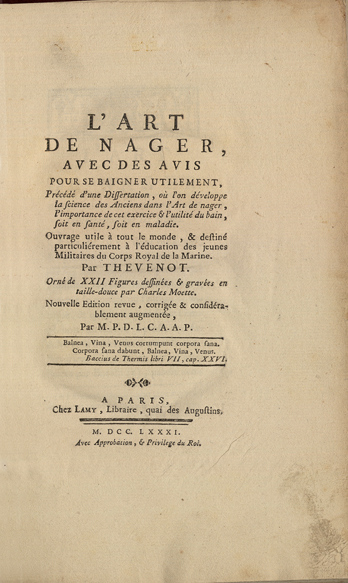 L'art de nager, 1781