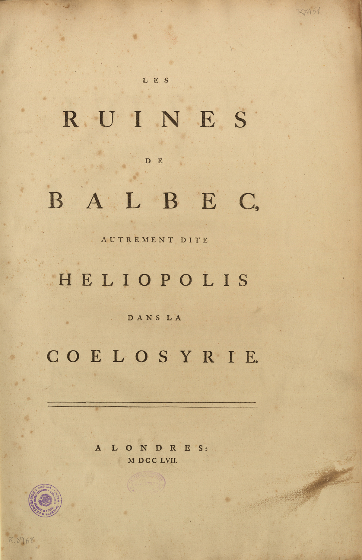 Les ruines de Balbec, 1757