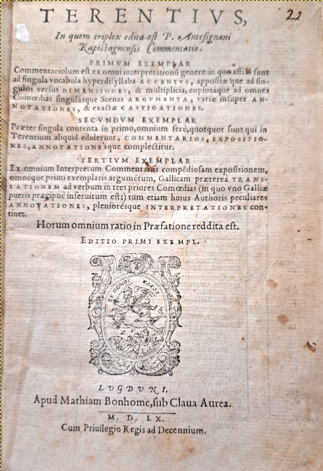 Terentius in quem triplex edita est, 1560