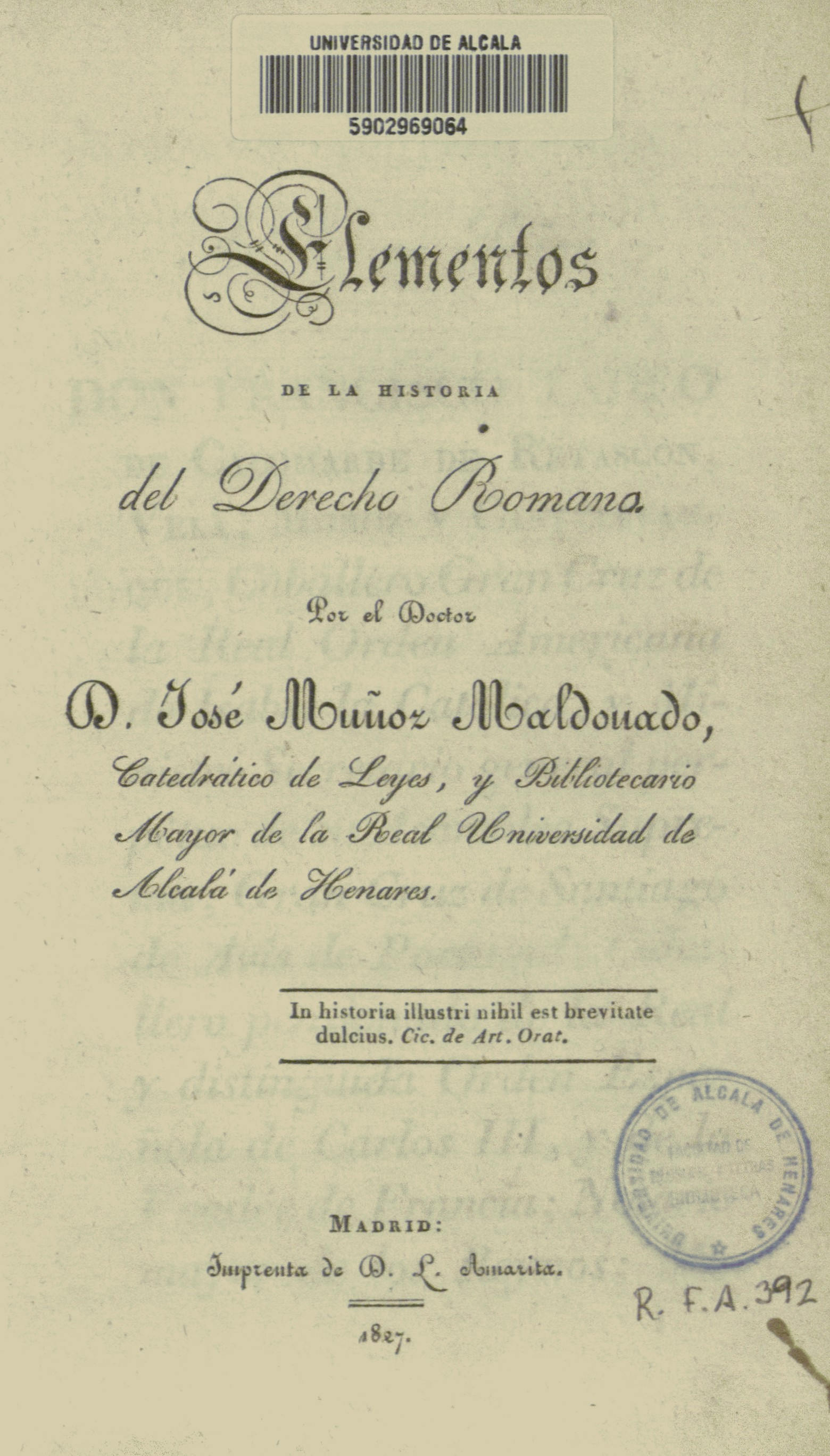 Elementos de la historia del Derecho Romano, 1827