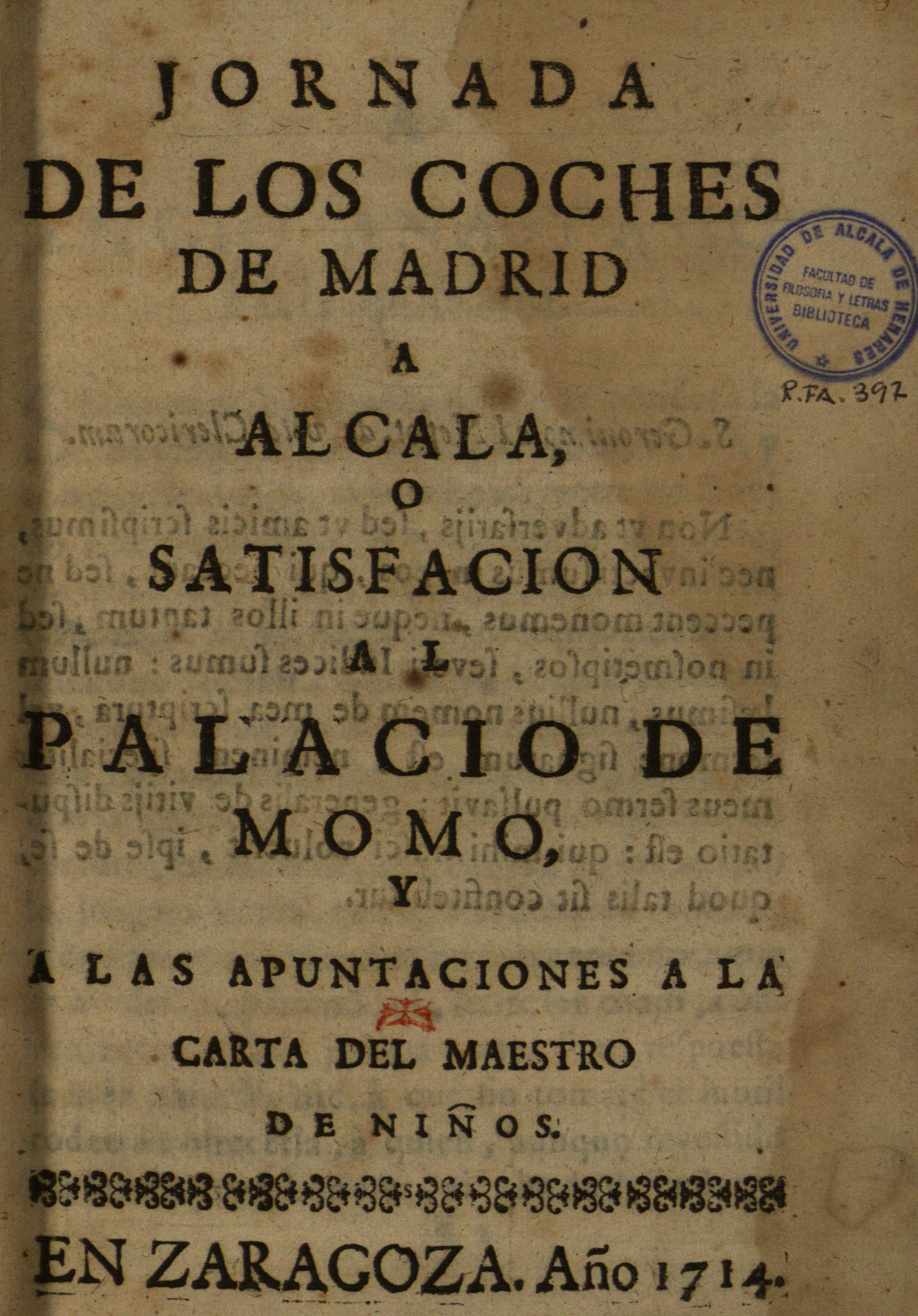 Jornada de los coches de Madrid a Alcala ..., 1714