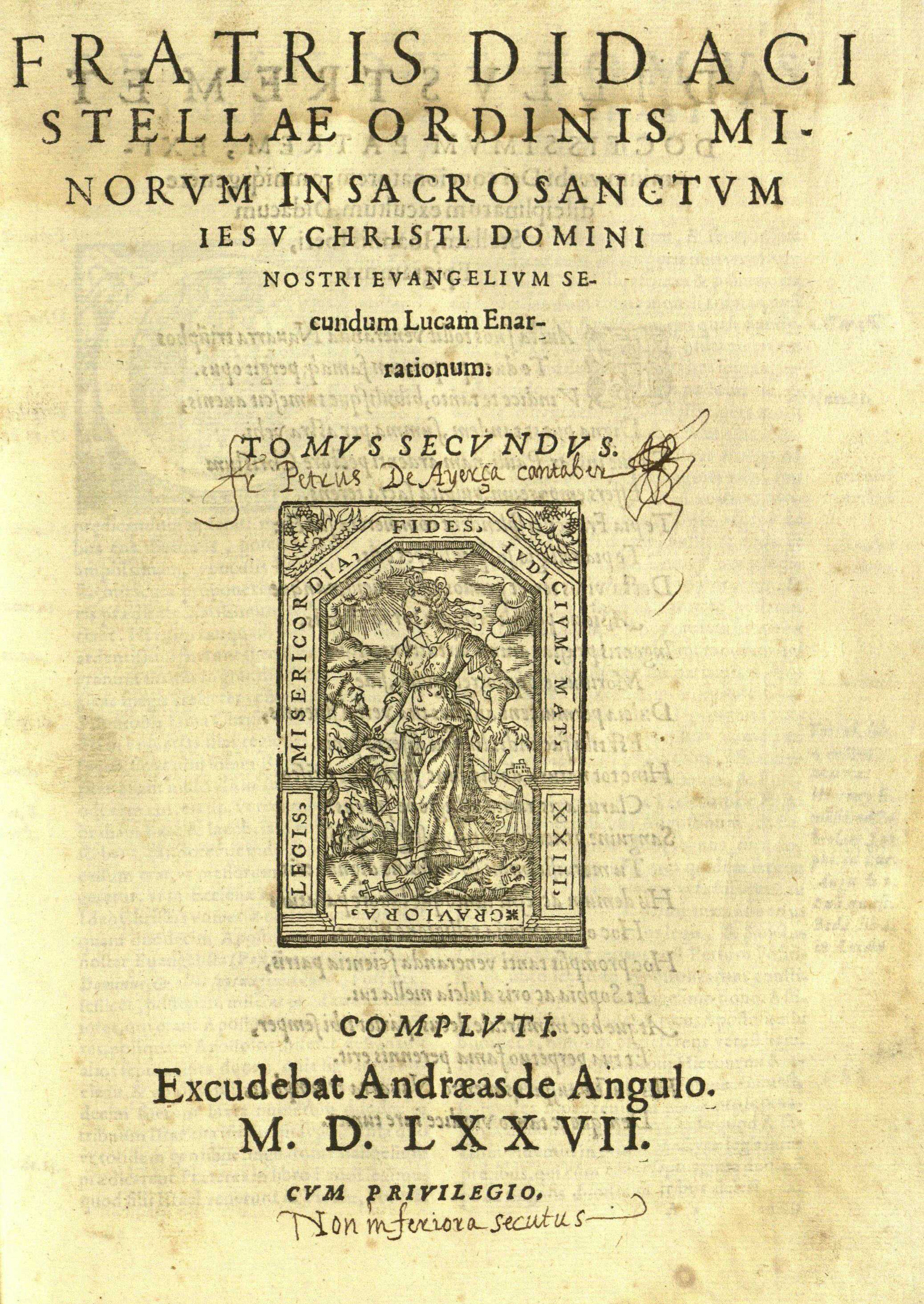 Fratris Didaci Stellae … Tomus secundus, 1577