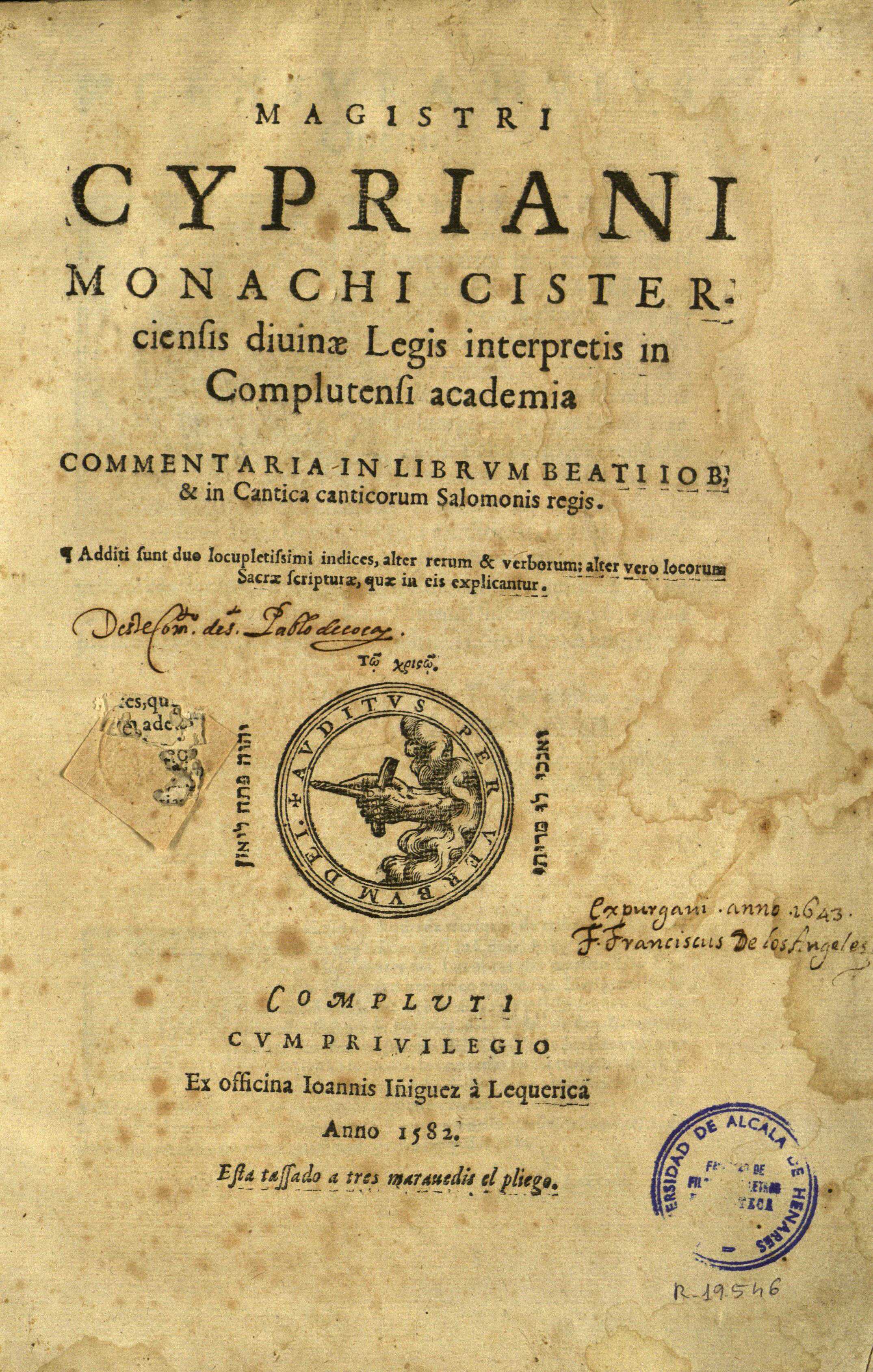 Magistri Cypriani monachi cisterciensis, 1582