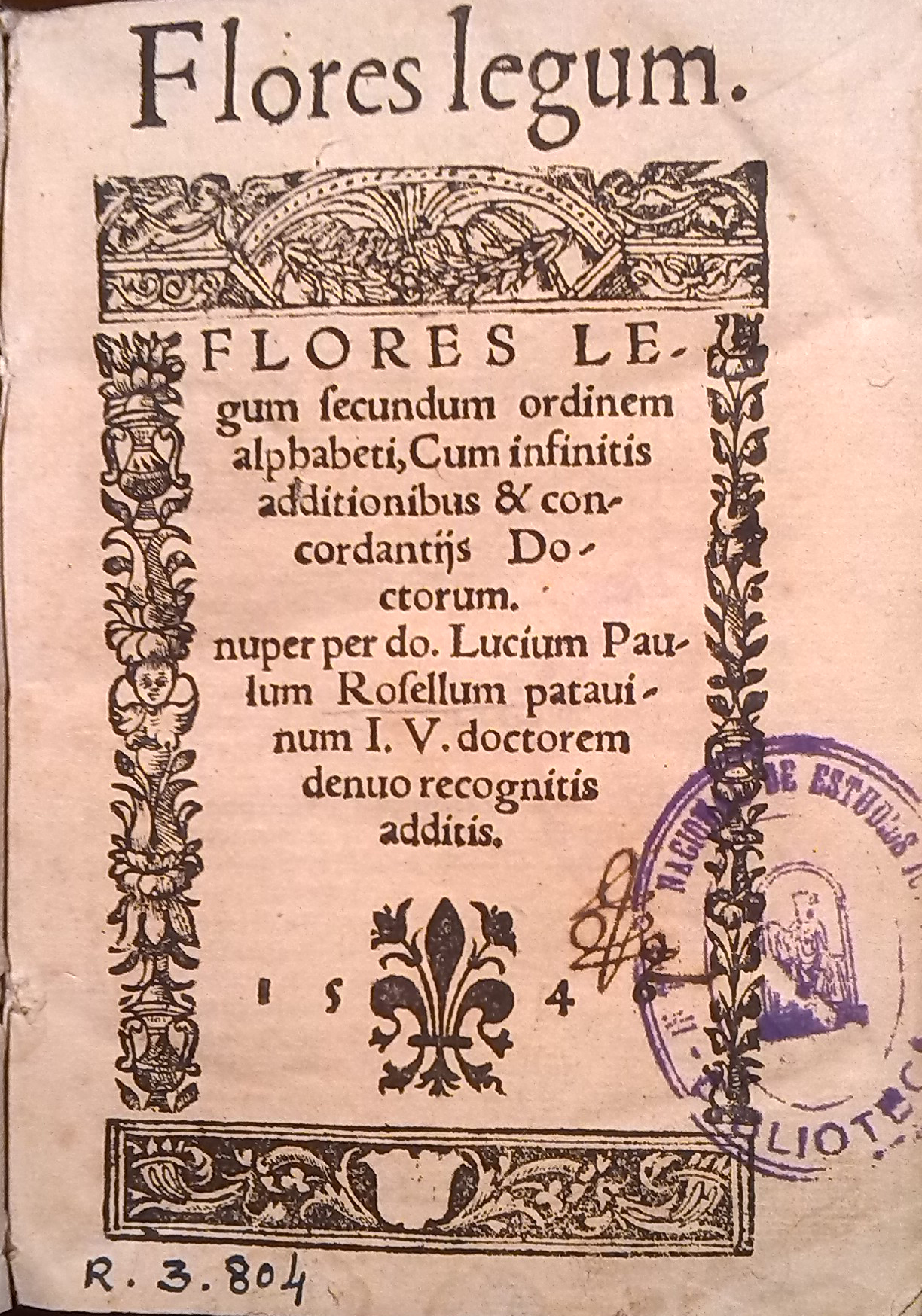 Flores legum secundum ordine alphabeti, 1546
