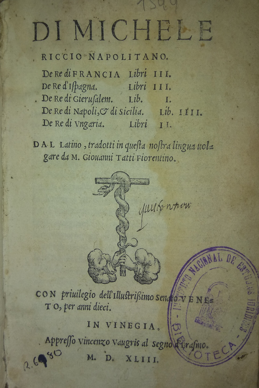 De re di Francia, Libri III …, 1543