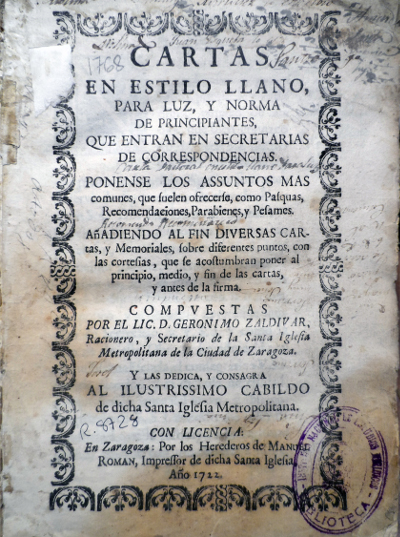 Cartas en estilo llano para luz y norma de principiantes, 1722