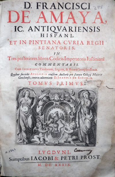 In tres posteriores libros codicis Imperatoris Iustiniani commentarii, 1639