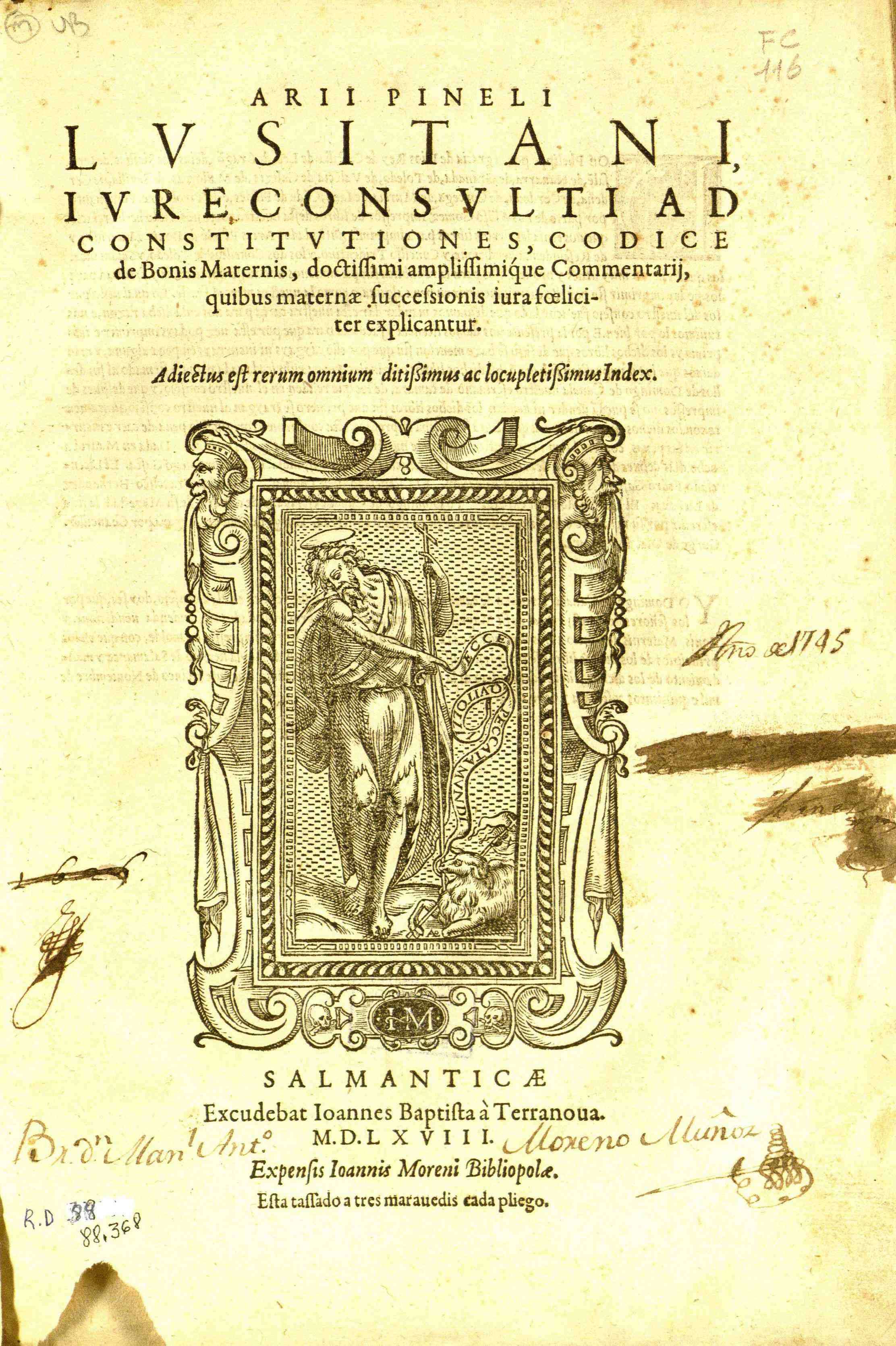 Ad Constitutiones, codice de Bonis Maternis, 1568
