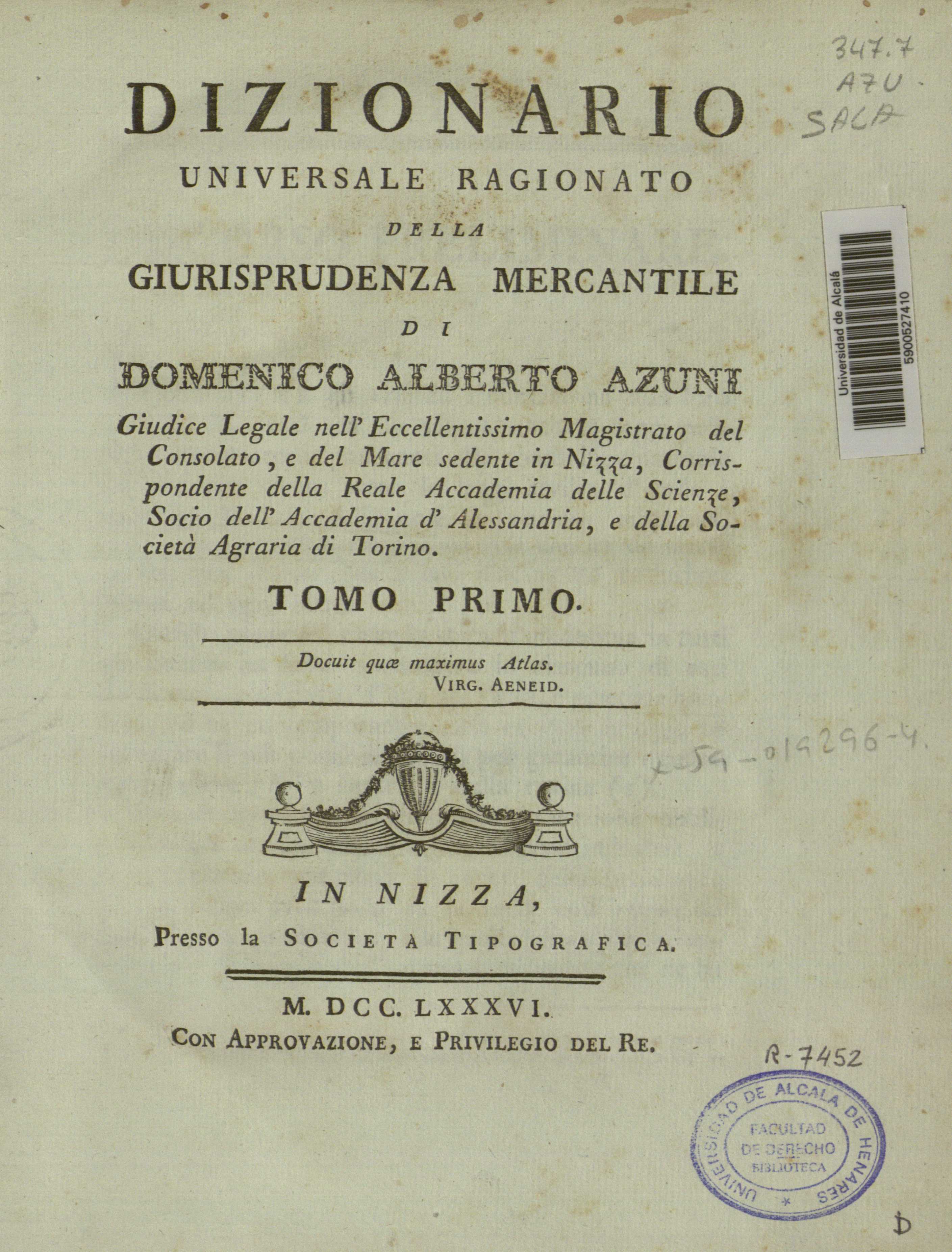 Dizionario universale ragionato della giurisprudenza mercantile, 1786